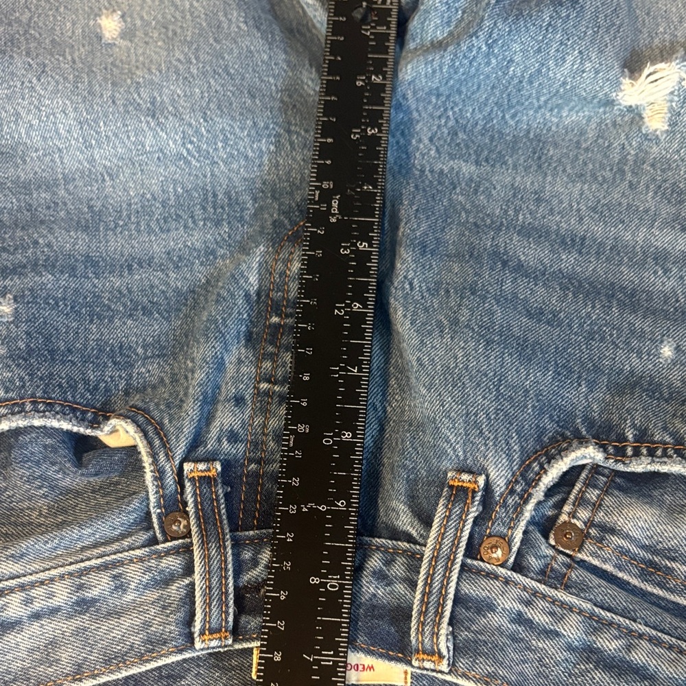 Levi's Wedgie Straight Fit 24” Waist  Denim Jeans in Light Blue distressed front - Picture 7 of 13